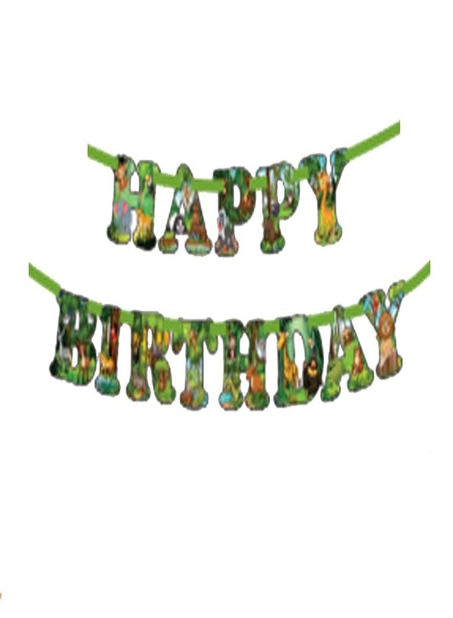SOI Jungle Safari Happy Birthday Decoration Kids,Animal Birthday Banner with Character Banner for Boy Birthday 1st 2nd 3rd 16th 18th 21st